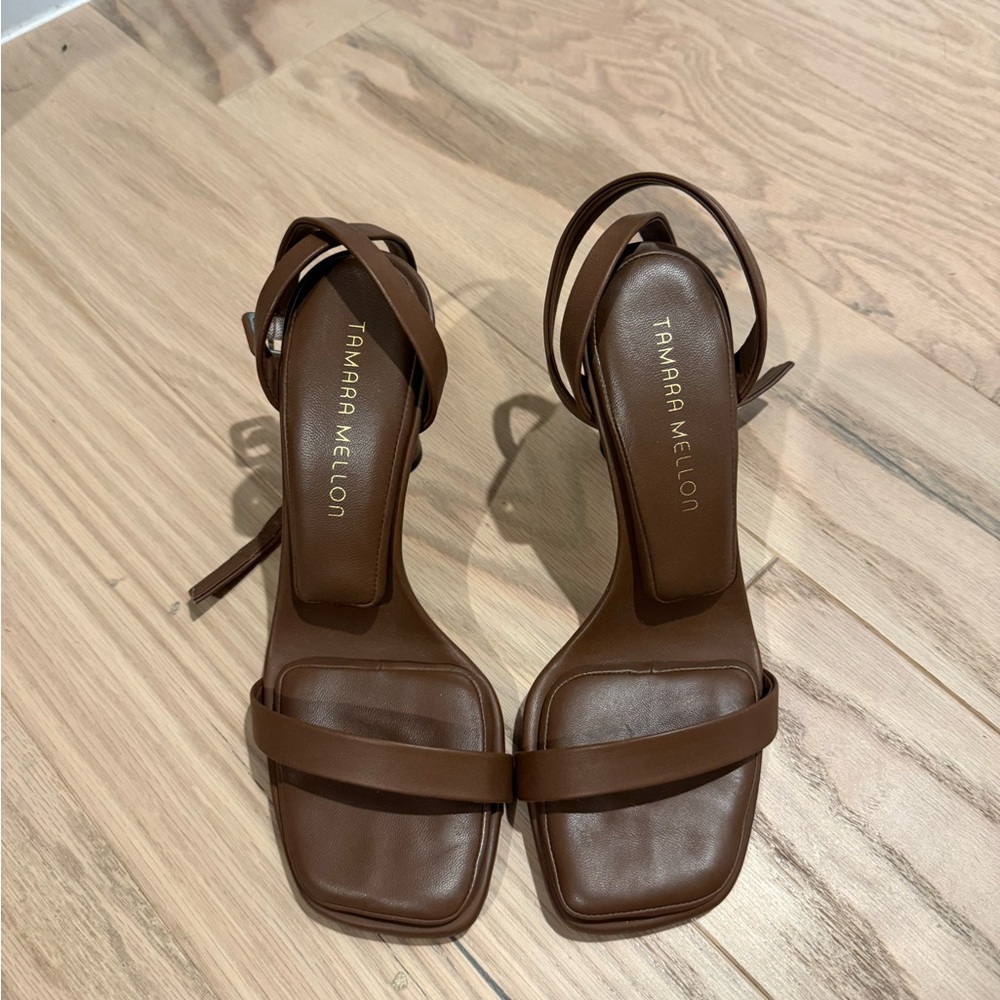Tamara Mellon Chocolate Strappy Heels